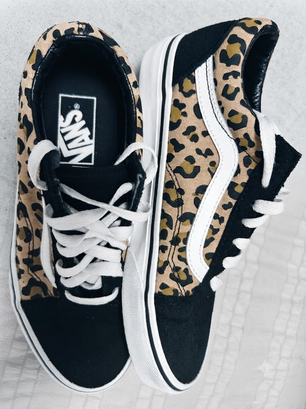 Vans Old Skool Sneakers in Black, White & Leopard Print